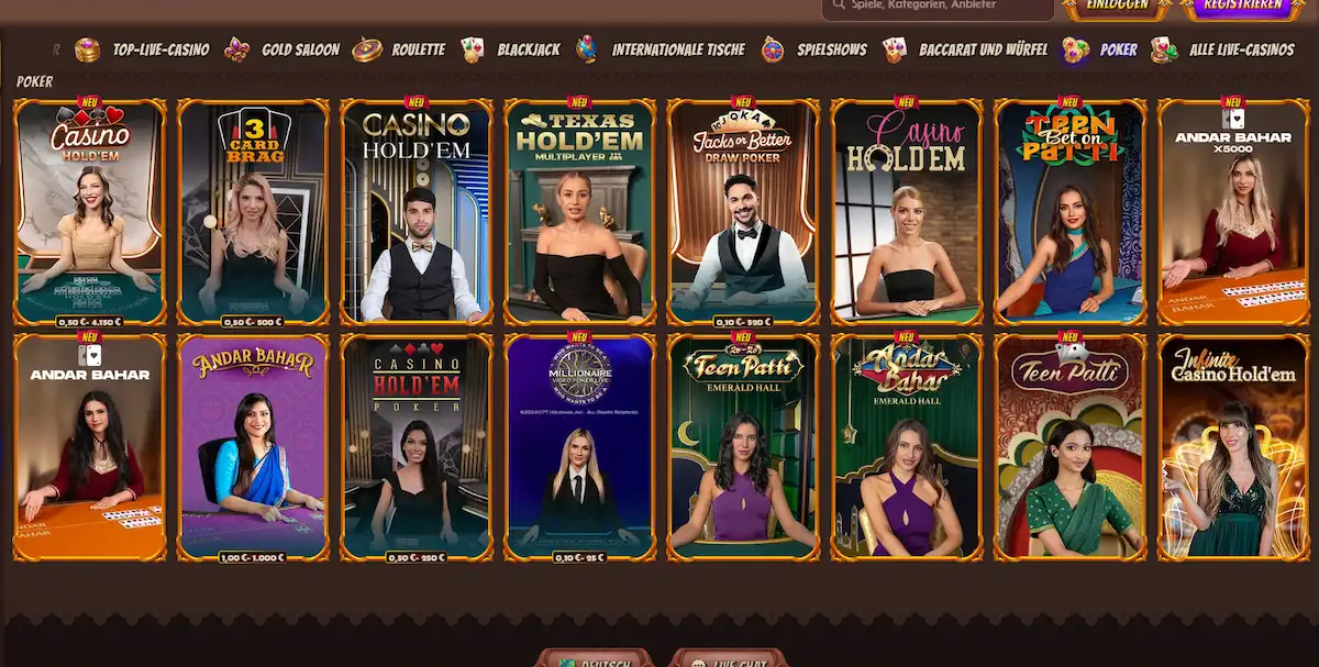 Pokertische im Spielangebot von Alawin